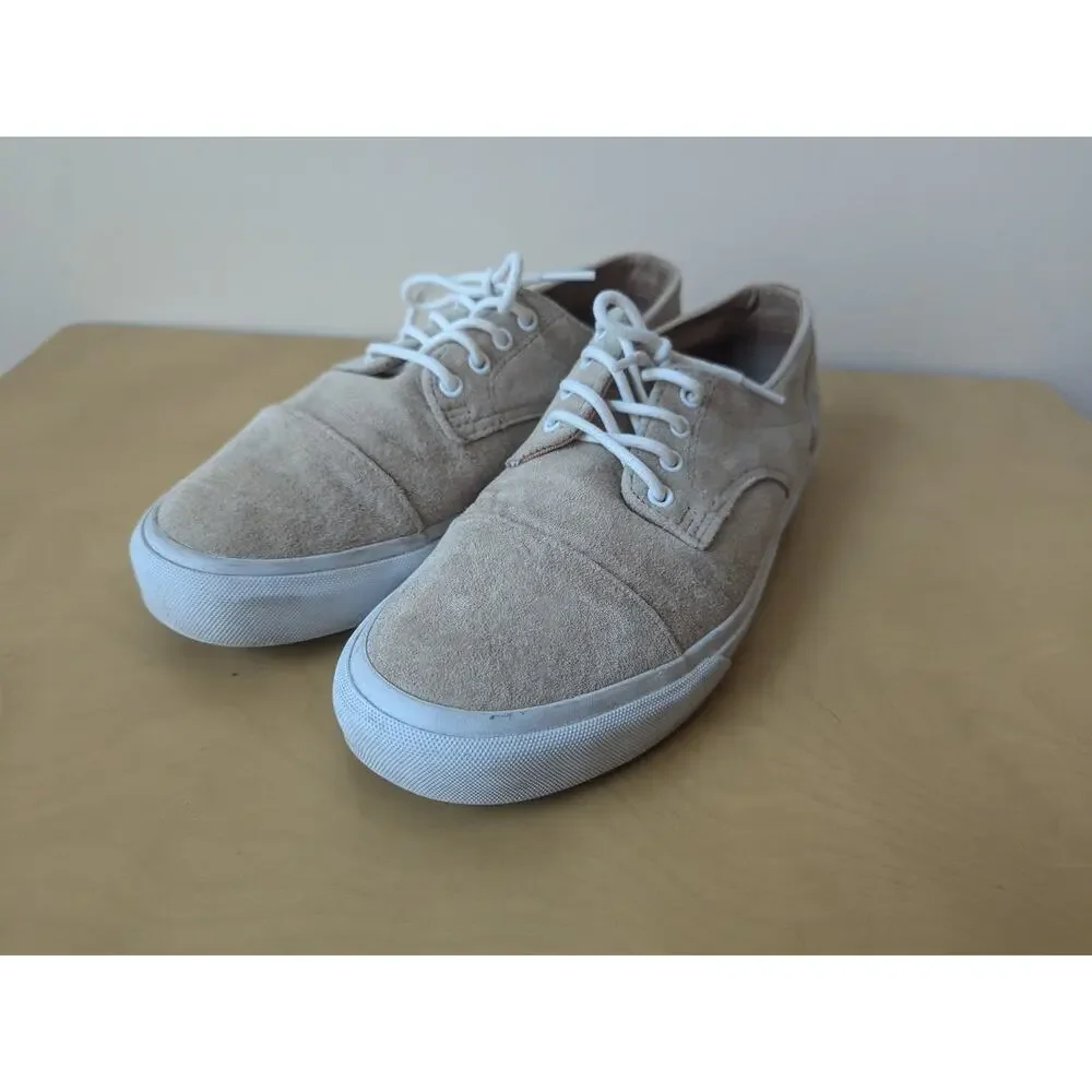Vans Classic Lace Up Pig Suede Ginger Tan White Sneakers Low-Top Shoes Mens 8